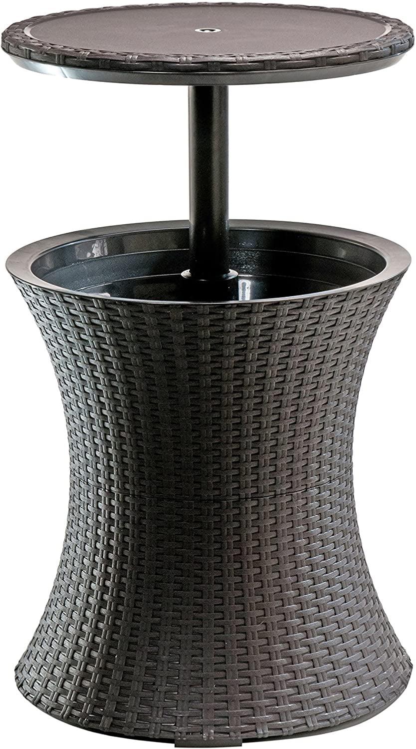 Outdoor Patio Furniture: Pacific Cool Bar Side Table with Beer and Wine Cooler - Espresso Brown