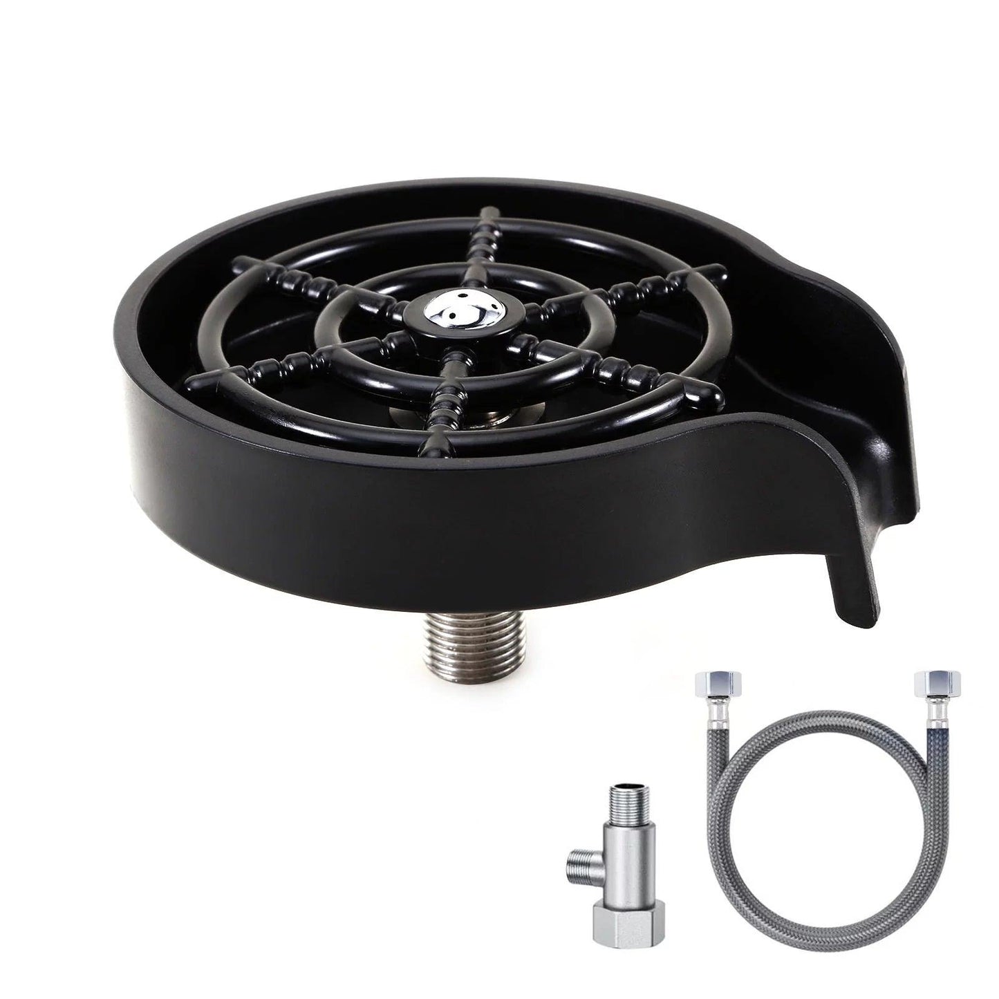 304 Stainless Steel Premium Glass Rinser for Kitchen Sink with Durable Nylon Bristle Brush