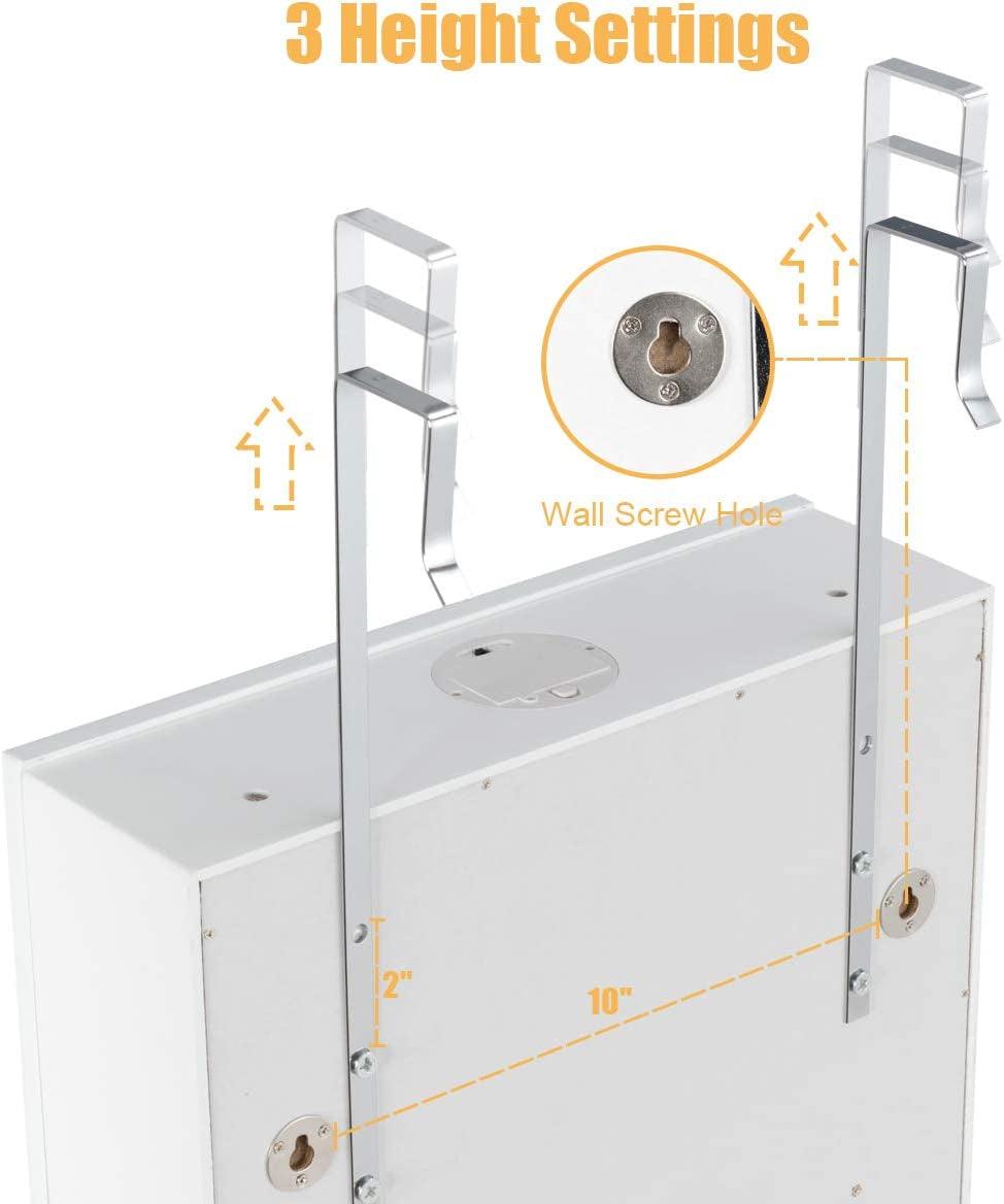 Wall-Mounted Jewelry Cabinet Armoire with Full-Length Mirror, Lockable Organizer, Lights, and Large Storage Box - White