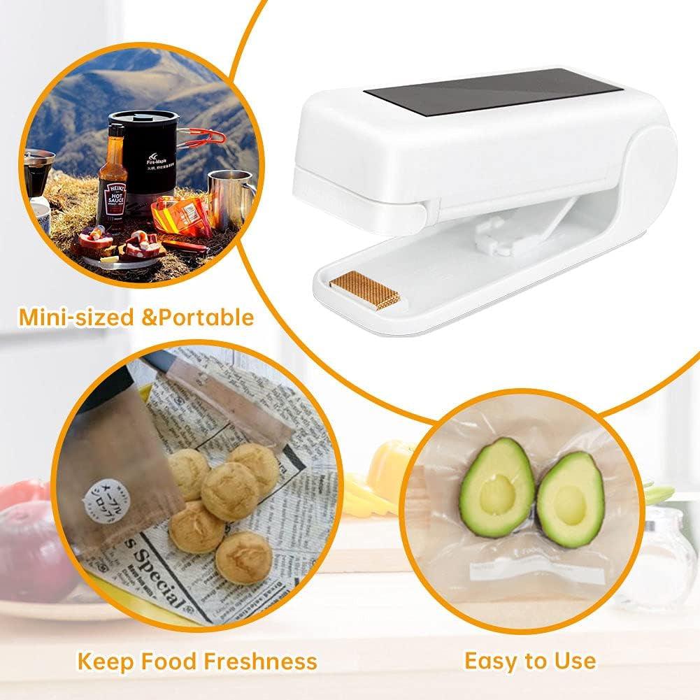 Portable Mini Bag Sealer - Handheld Heat Sealer for Food Storage, White (2 Pack)