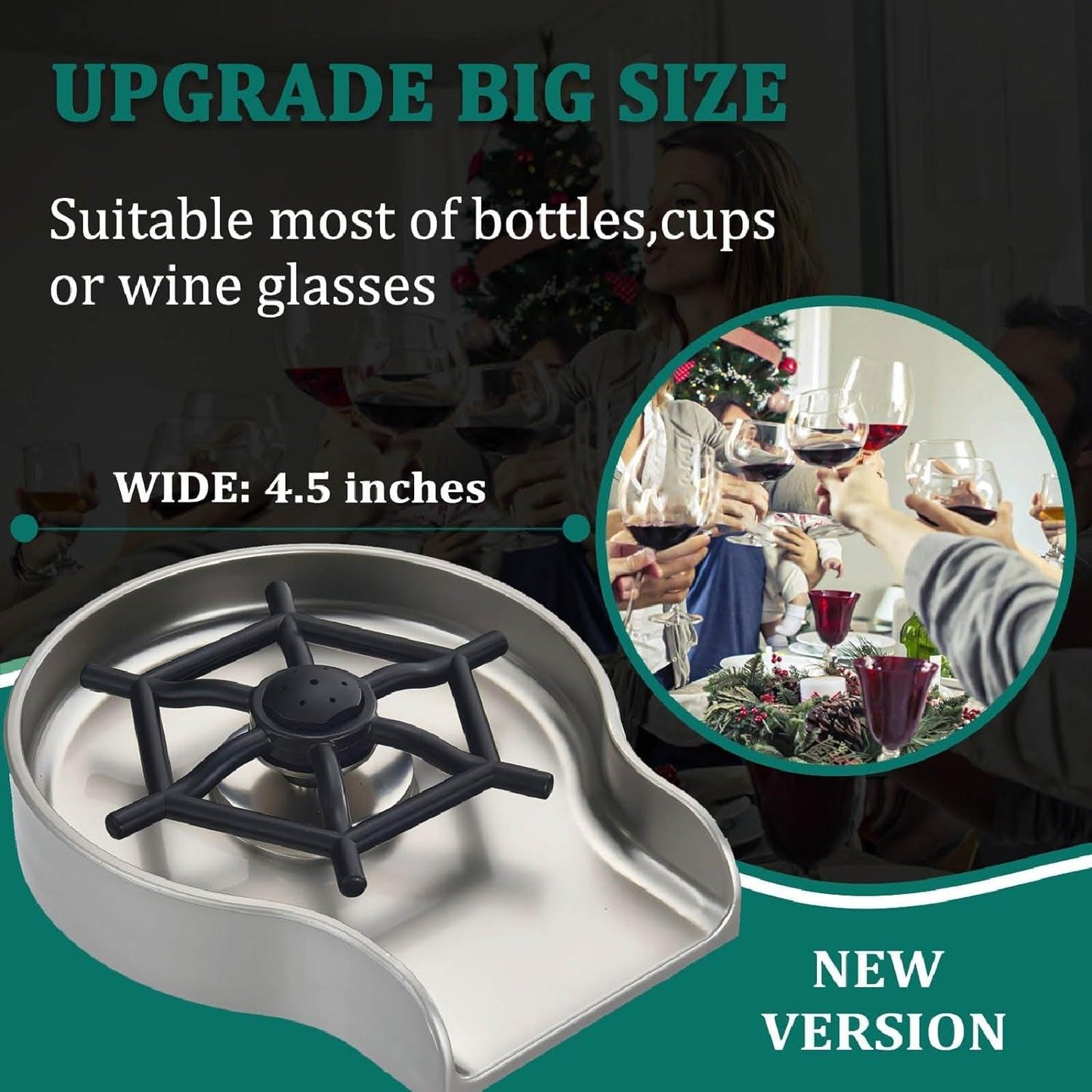 Brushed Nickel Glass Rinser for Kitchen Sinks and Baby Bottles - Sink Accessories for Wet Bars
