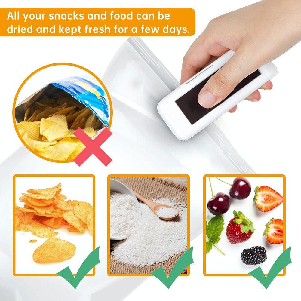 Portable Mini Bag Sealer - Handheld Heat Sealer for Food Storage, White (2 Pack)