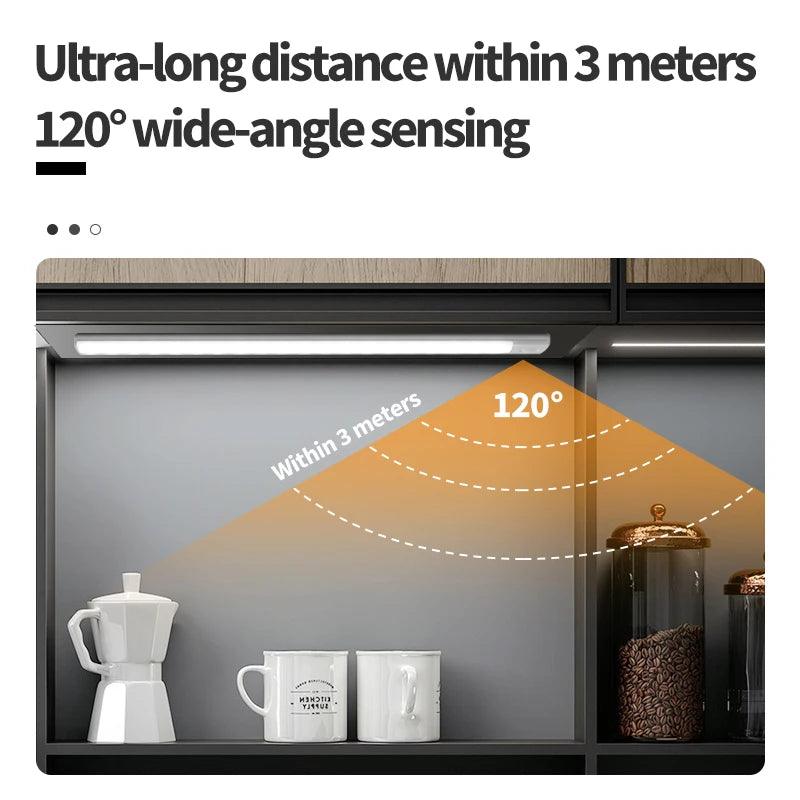 Night Light 20/30/40/60CM Motion Sensor Light Wireless USB LED Cabinet Light Wardrobe Lamp for Kitchen Cabinet Bedroom Wardrobe