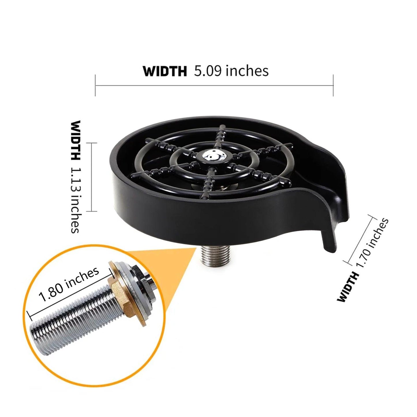 304 Stainless Steel Premium Glass Rinser for Kitchen Sink with Durable Nylon Bristle Brush