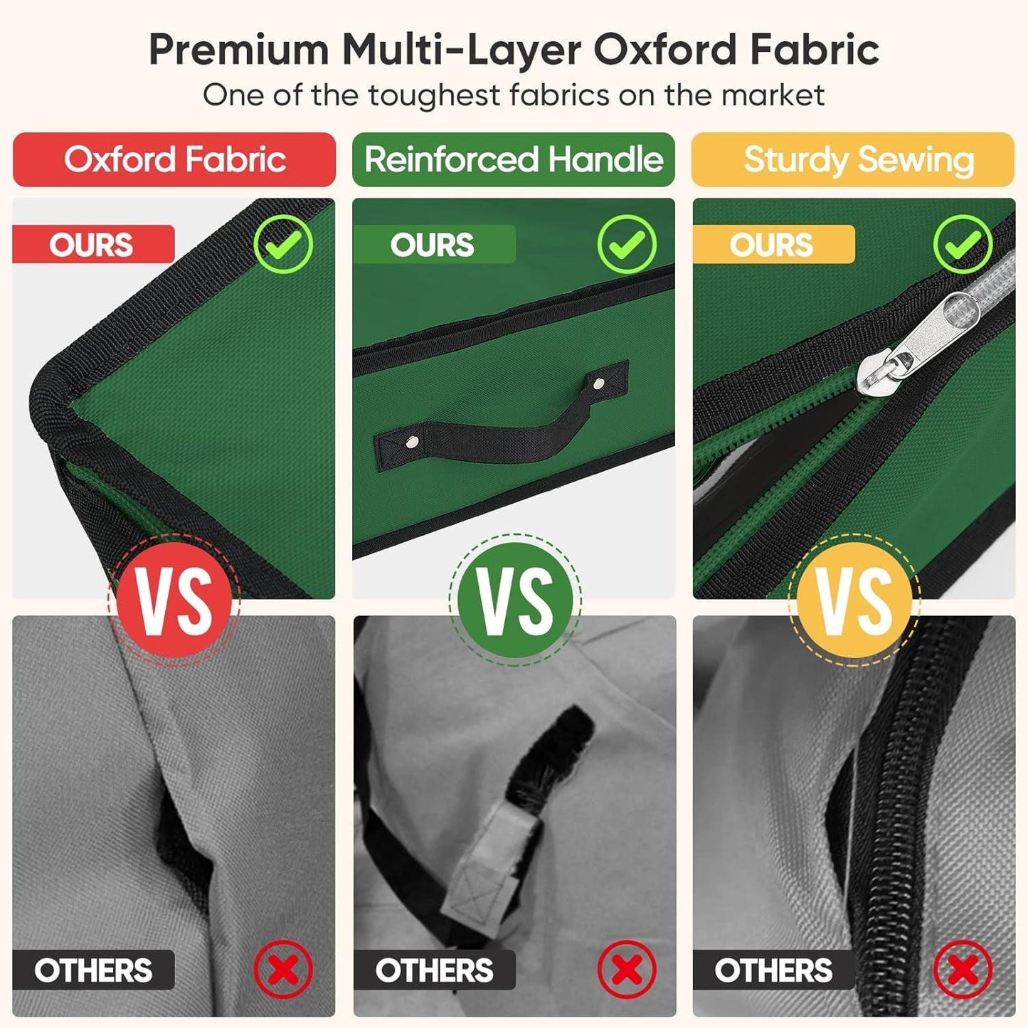 Christmas Wrapping Paper Storage Organizer with Flexible Partitions and Pockets, 40" Durable 600D Oxford Fabric Gift Wrap Storage Bag Fits Ribbon, Ornaments, Holiday Accessories (Green)