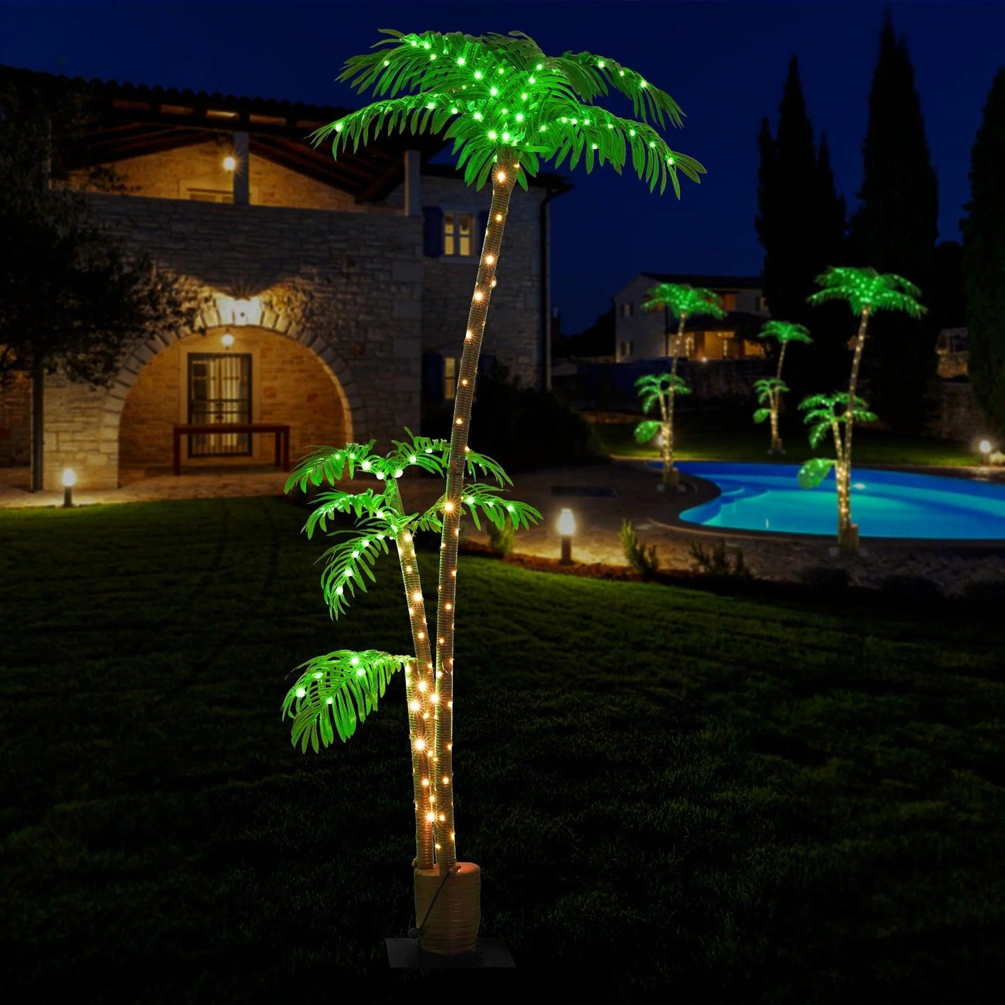 7-Foot Lighted Palm Tree for Outdoor Decoration