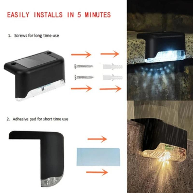 LED Solar Step Lamp Outdoor Path Stair Light Garden LED Lights Waterproof Balcony Light Solar Light for Garden Step Patio Fence