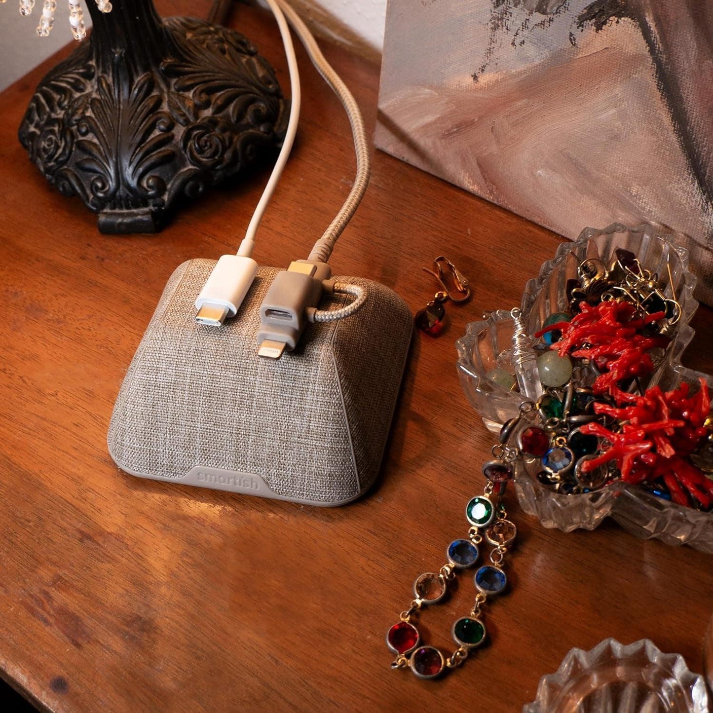 Professional title: " Magnetic Cable Organizer with Magnet Clips for Charger Management - No. 2 Pencil Gray"