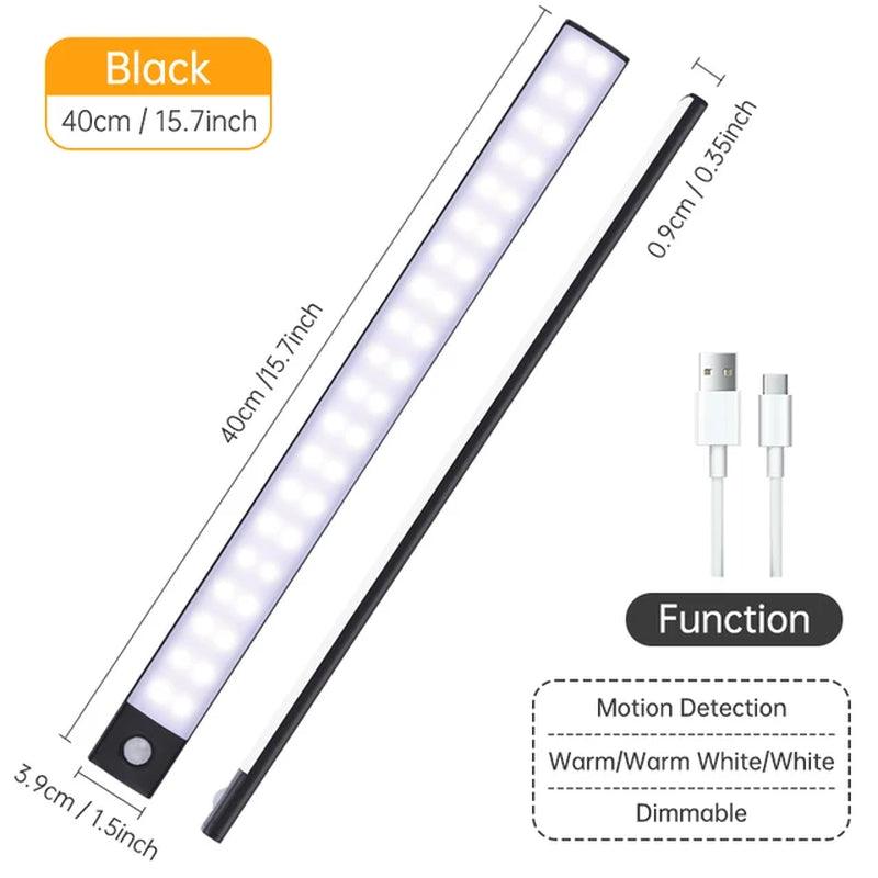 Night Light 20/30/40/60CM Motion Sensor Light Wireless USB LED Cabinet Light Wardrobe Lamp for Kitchen Cabinet Bedroom Wardrobe