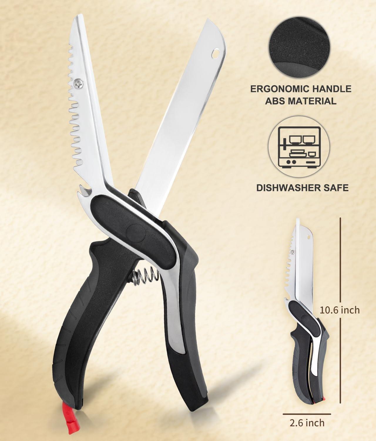 Professional Title: "Multi-Purpose Kitchen Scissors with Cutting Board - Heavy Duty Vegetable Cutter and Food Chopper, Dishwasher Safe"