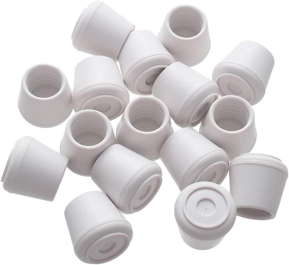 "16-Pack White Non-Slip Rubber Chair Leg Tips Caps with 1” Inner Diameter for Floor Protection"