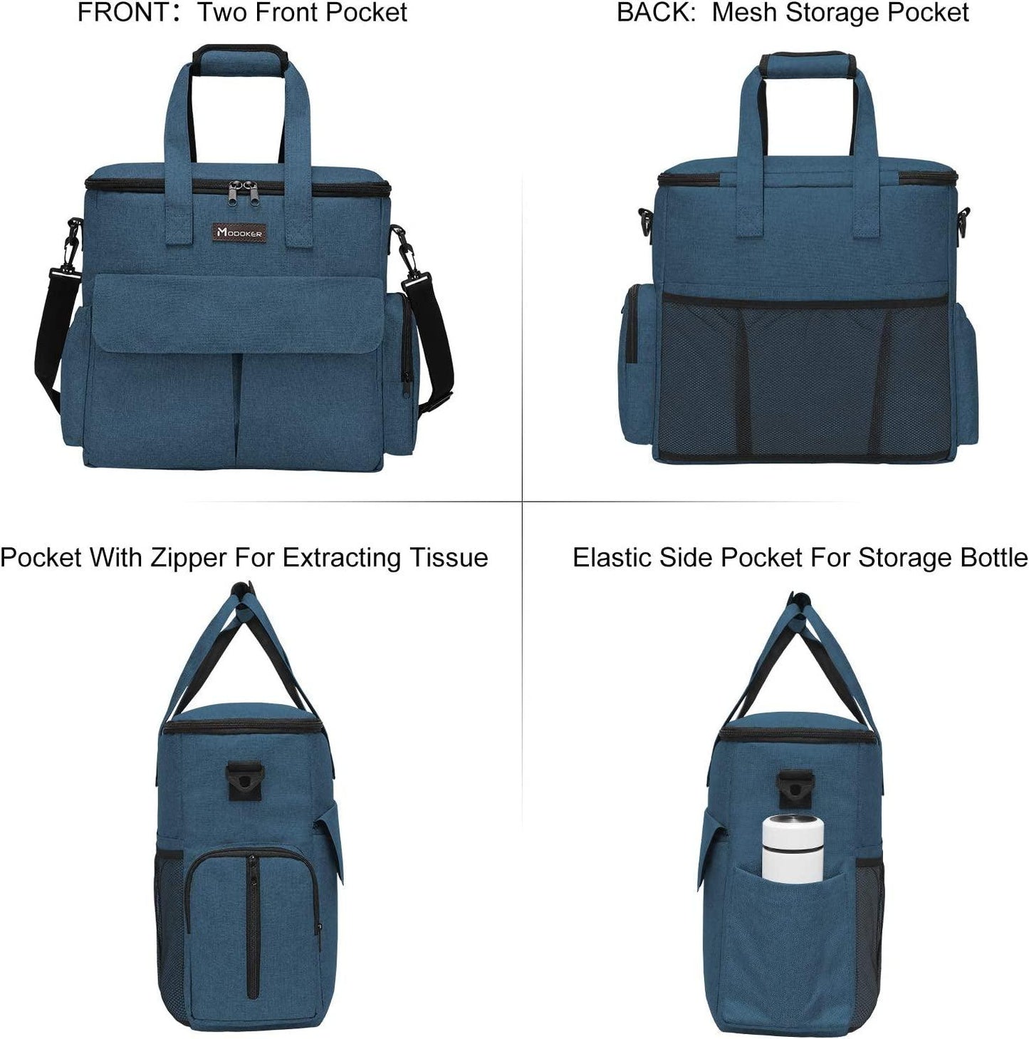 Pet Travel Bag Set with Airline-Approved Tote Organizer, Food Storage Containers, Collapsible Bowls, and Feeding Mat - Blue