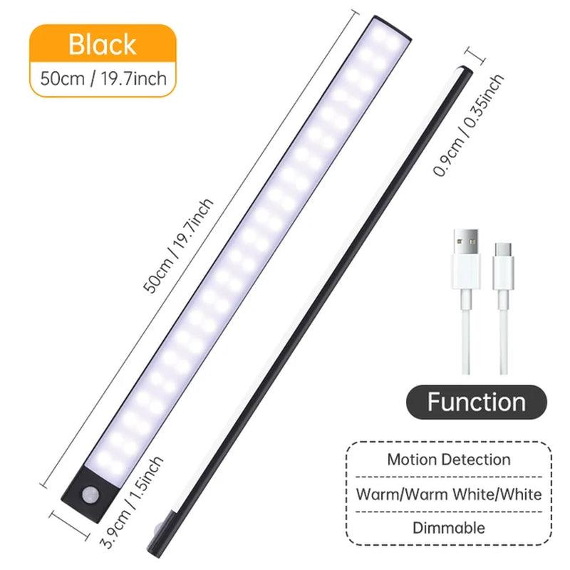 Night Light 20/30/40/60CM Motion Sensor Light Wireless USB LED Cabinet Light Wardrobe Lamp for Kitchen Cabinet Bedroom Wardrobe