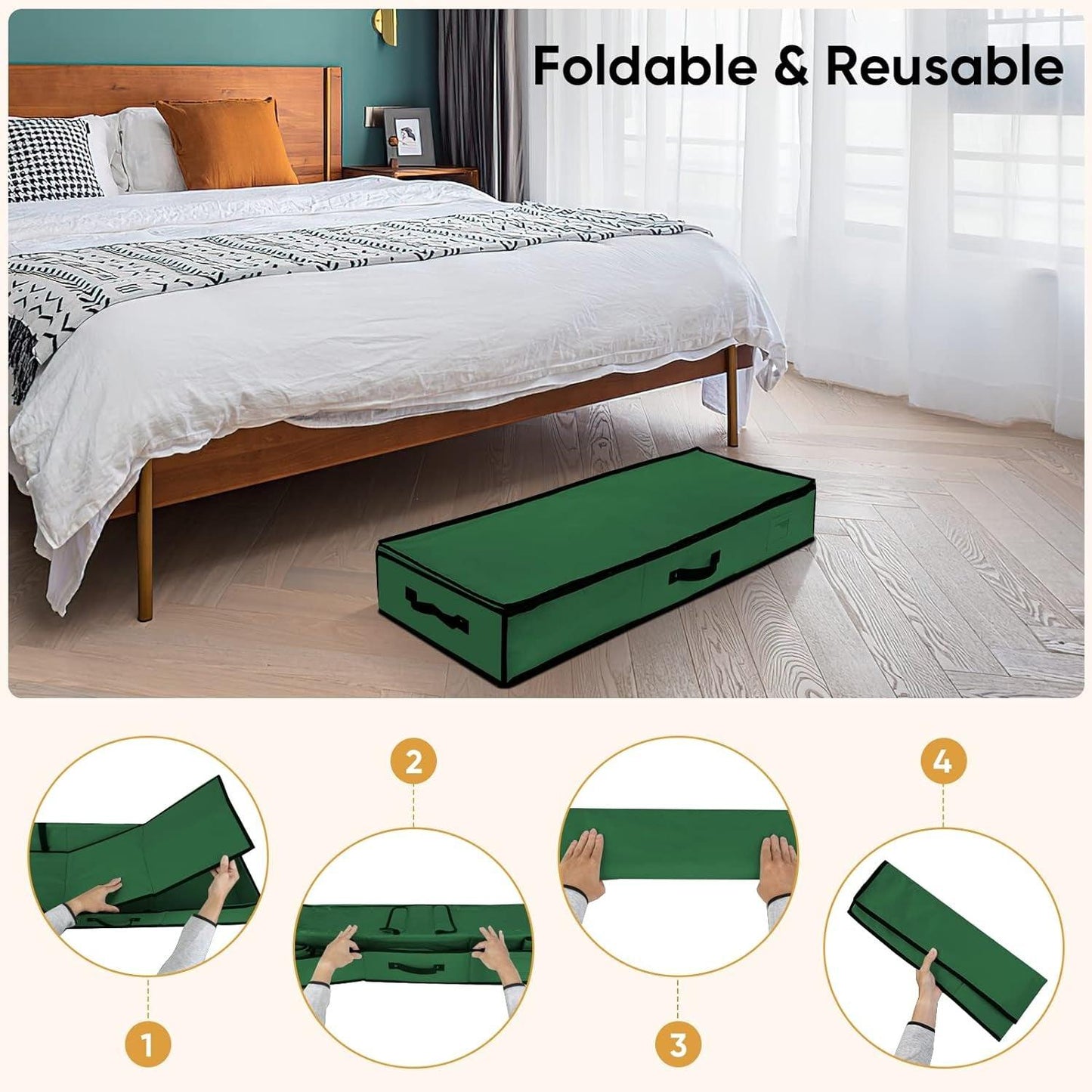 Christmas Wrapping Paper Storage Organizer with Flexible Partitions and Pockets, 40" Durable 600D Oxford Fabric Gift Wrap Storage Bag Fits Ribbon, Ornaments, Holiday Accessories (Green)