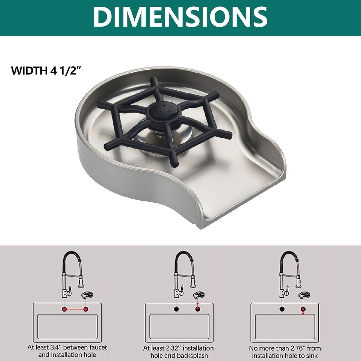 Brushed Nickel Glass Rinser for Kitchen Sinks and Baby Bottles - Sink Accessories for Wet Bars