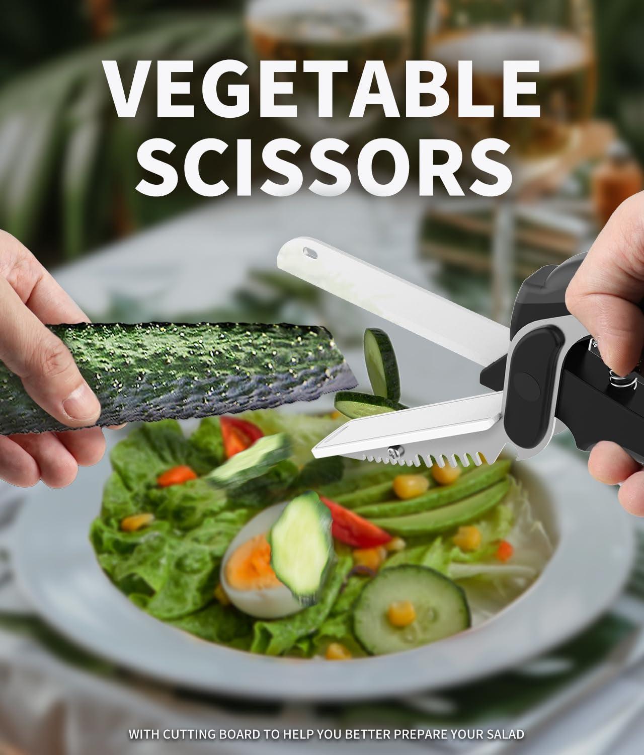 Professional Title: "Multi-Purpose Kitchen Scissors with Cutting Board - Heavy Duty Vegetable Cutter and Food Chopper, Dishwasher Safe"