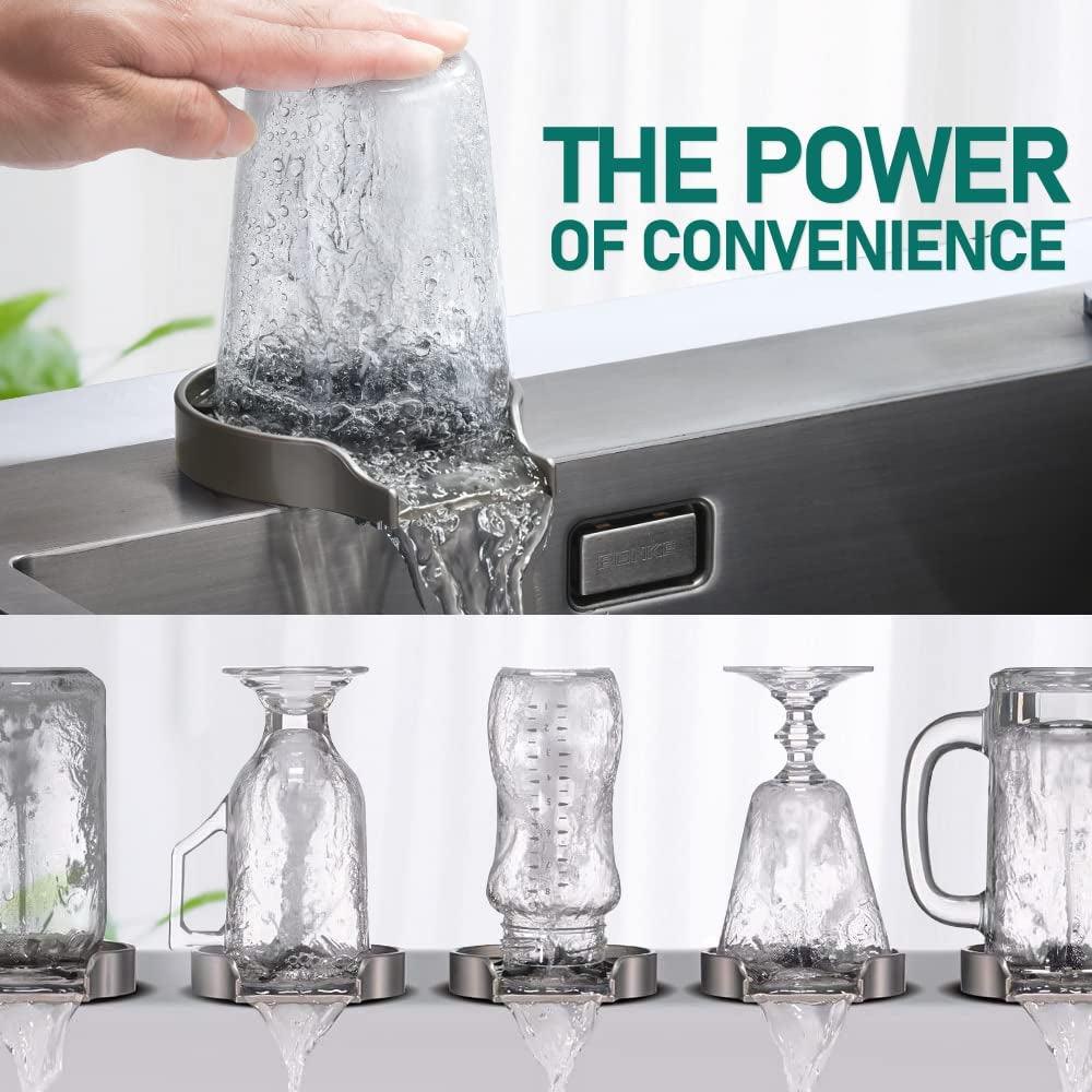 Brushed Nickel Glass Rinser for Kitchen Sinks and Baby Bottles - Sink Accessories for Wet Bars