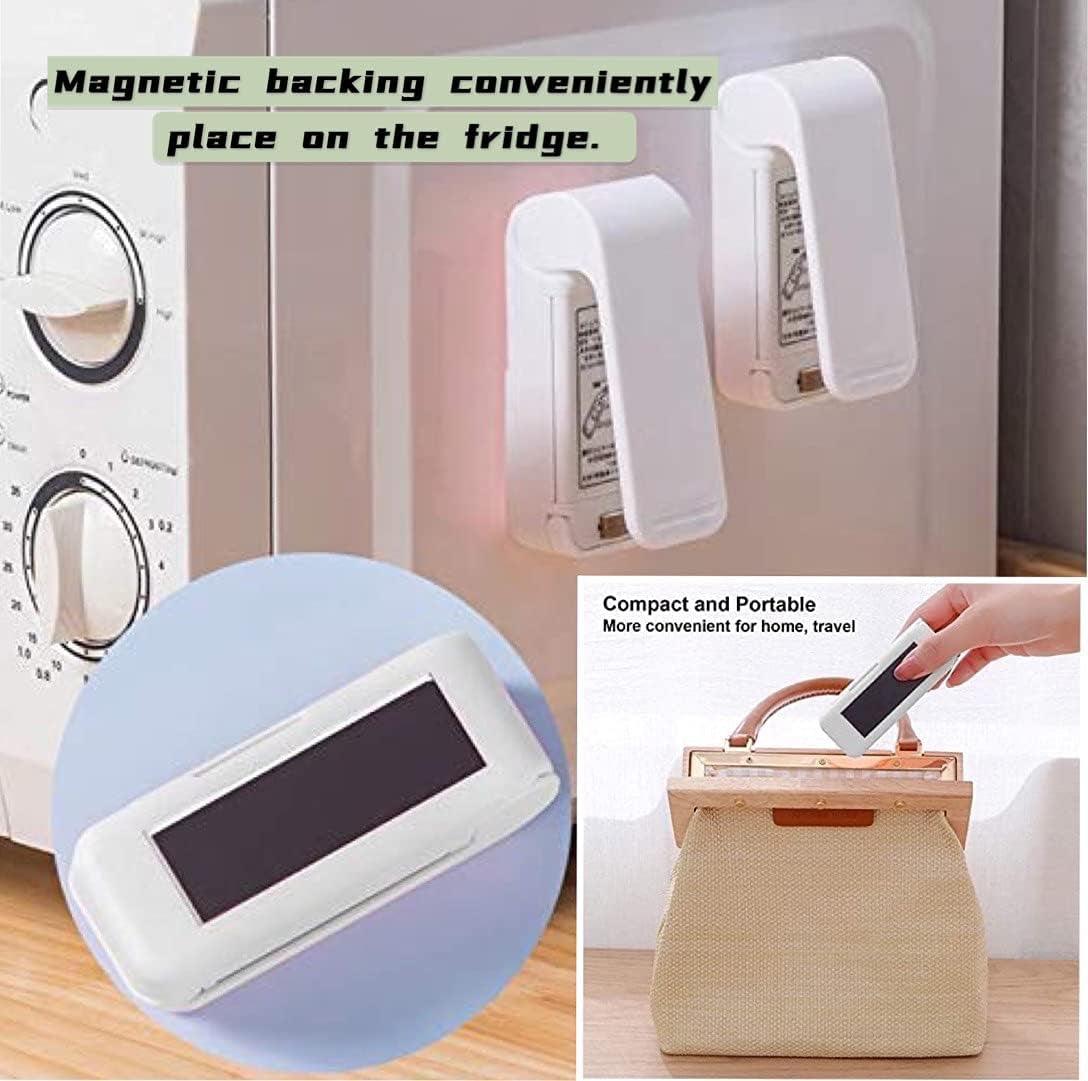 Portable Mini Bag Sealer - Handheld Heat Sealer for Food Storage, White (2 Pack)