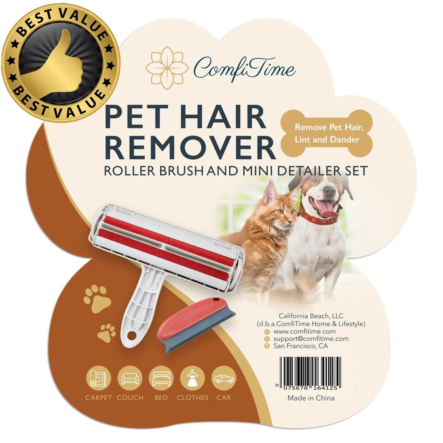 Professional Title: "Reusable Pet Hair Roller and Detailer Set for Furniture, Car, and Clothes"