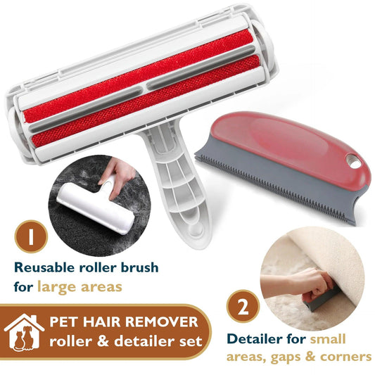 Professional Title: "Reusable Pet Hair Roller and Detailer Set for Furniture, Car, and Clothes"