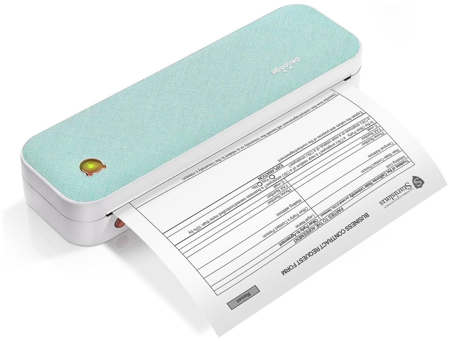 Portable Wireless Thermal Inkless Printer - Bluetooth Compatible with Android, iOS, and Laptop - Green